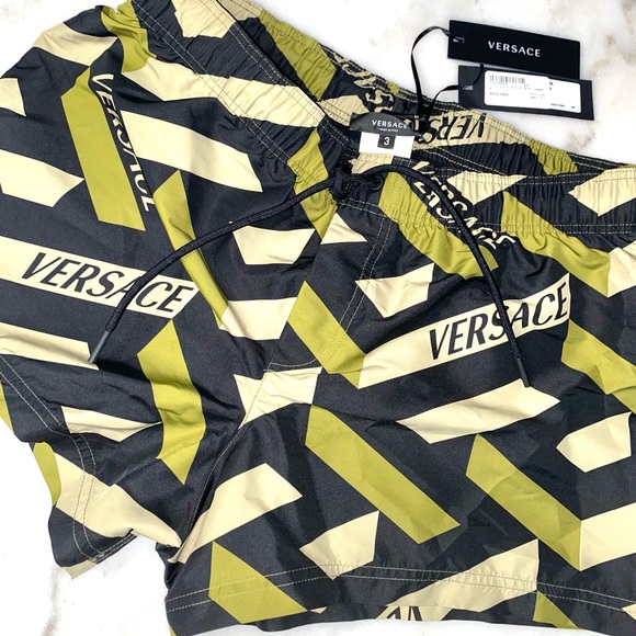 Versace Black and Yellow Swim Trunks - Picture 1 of 8